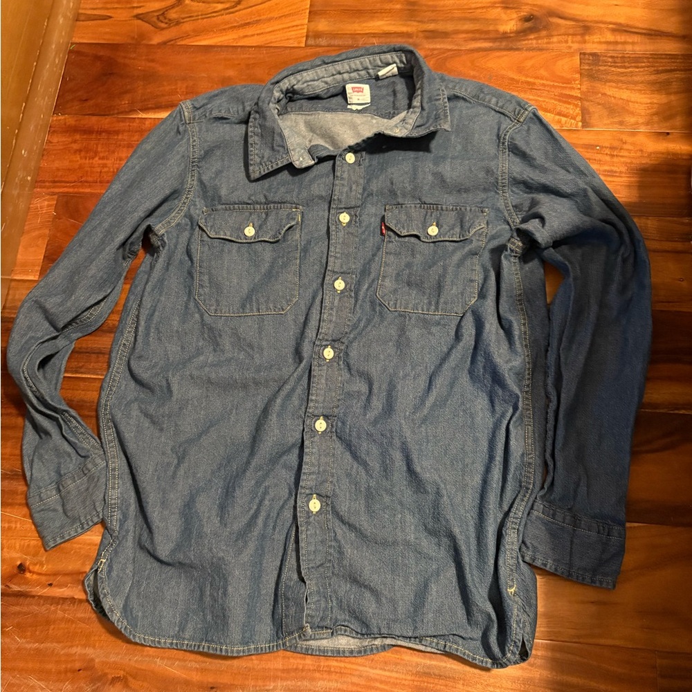 Levi’s Denim Button-Up Shirt Men’s Large Classic‎ Blue Jean Western Style (0496)